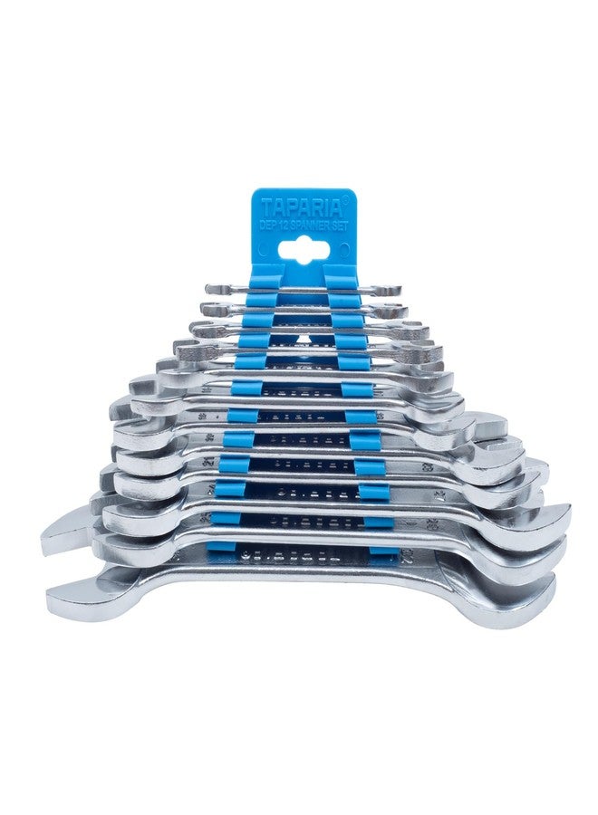 TAPARIA DEP12HP (12 Pc) Spanner Set-6x7 to 30x32mm Double Side Open End Wrench, Wall Hanging-High Grade CrV Steel Forged-Rust Prevention Coating-Professional Mechanic Tool Set-DIY, Home, Professional - Image 1